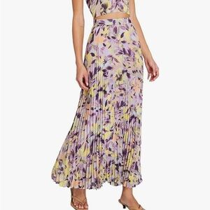 Club monaco Floral Pleated Maxi Skirt 6